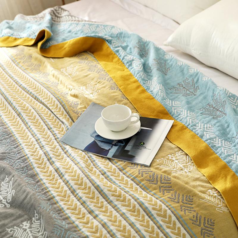 Five Layers of Cotton Gauze Summer Blanket Soft Skin Friendly Breathable Towel Blanket 100% Cotton Absorb Sweat Cooling Quilt