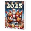 Kalendarz Adwentowy 2025 Kurczak w czapkach Mikołaja Ozdoba 2D do zawieszenia Kalendarz odliczający do Świąt Bożego Narodzenia Dekoracja choinkowa