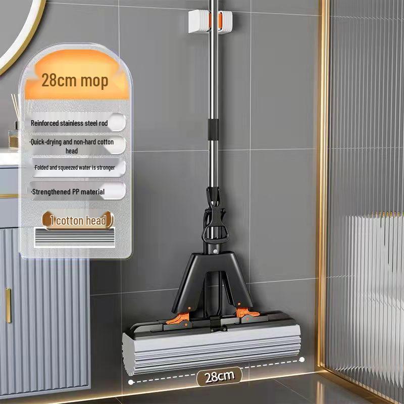 

Швабра PVA Lazy Mop: Легкая складная губчатая швабра для быстрой уборки без рук 33cm Reinforced Rod, 3 Heads