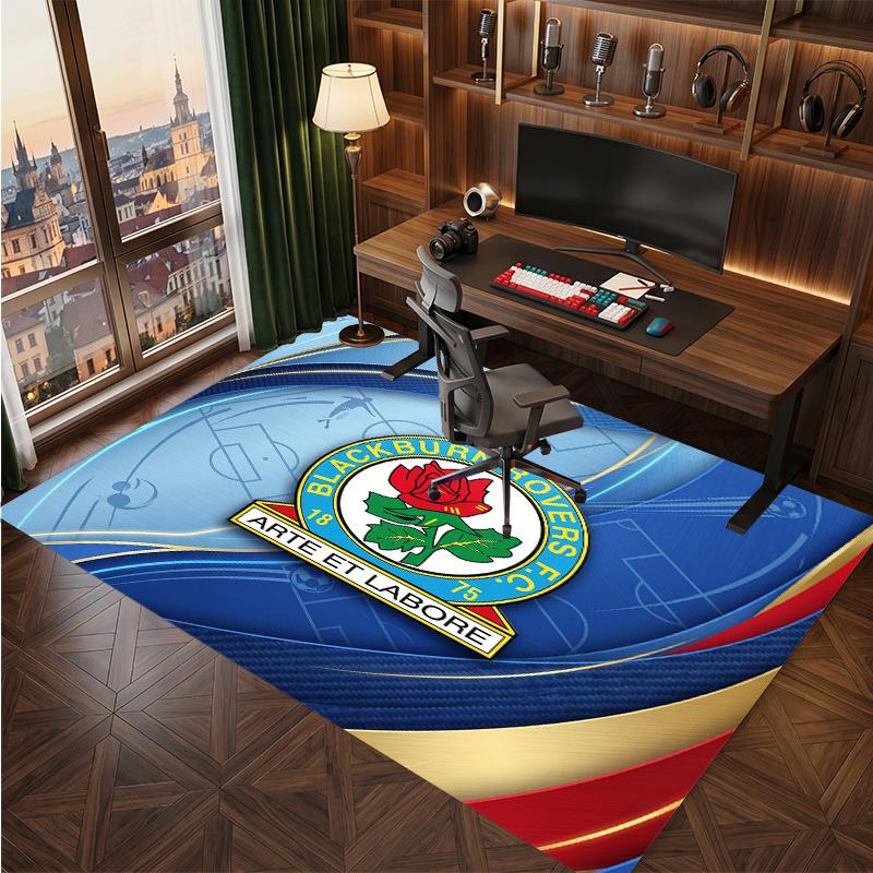 Blackburn Rovers Football Print Crystal Velvet Rug, Comfortable Water Absorbent Non Slip Indoor Floor Carpet