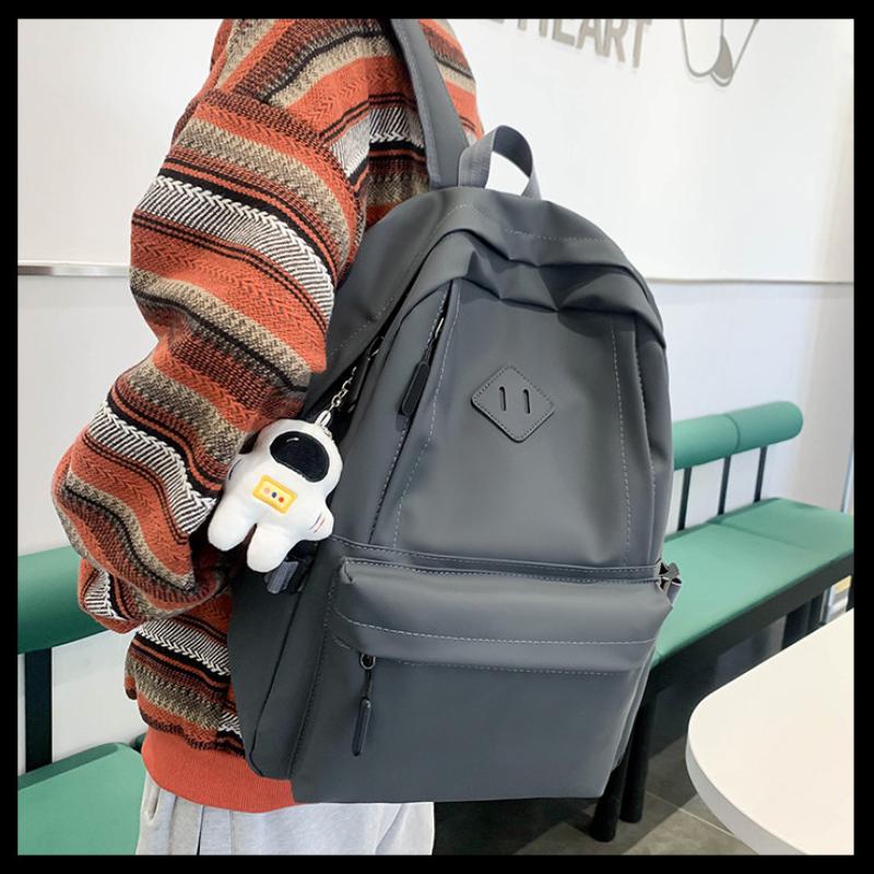 Unisex Advanced PU Schoolbags for College Students High School Elegant Black 3 Pcs Set Backpack with Study Bag Pencil Box