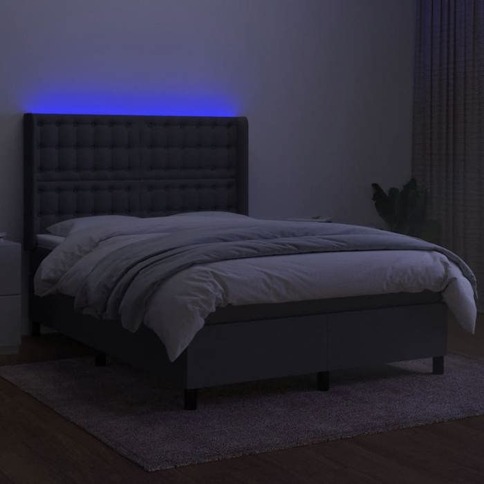 VidaXL Slat Bed Base with Mattress and LED, Upholstered Bed, Double Bed, Adult Bed for Interior Bedroom, 3138638