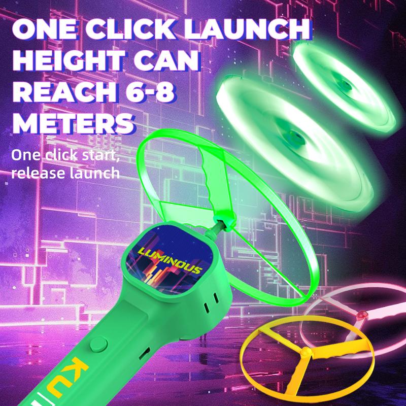 Electric UFO Shining In The Dark Night Launcher Luminous Portable Handheld String Stress Relief Toy For Kids Party Gift