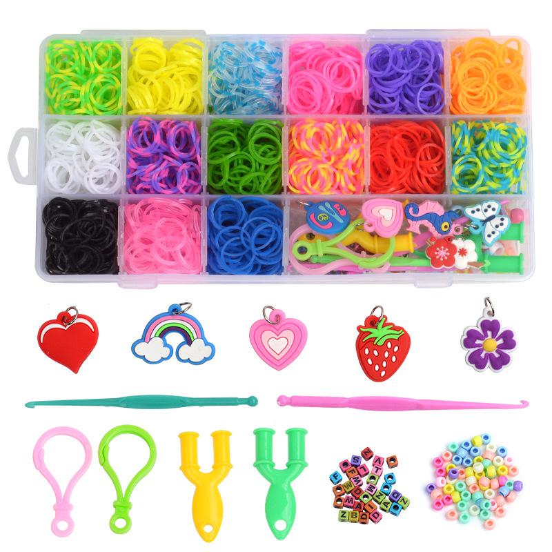 Stav na gumičky Rainbow pro děti - DIY náramek hračka s 28, 32 mřížkami