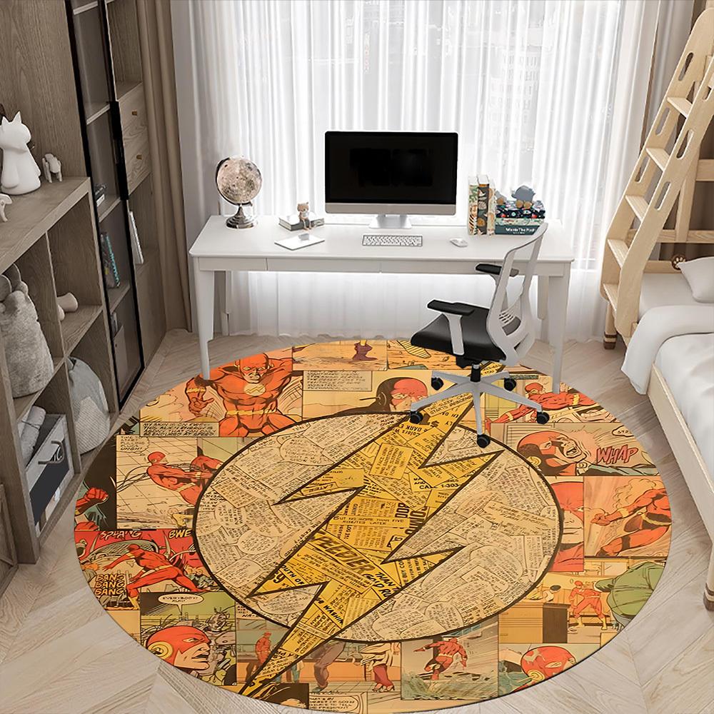 1pc Flash Comics Office Round Area Rug, Under Office Chairs Bedroom Living Room Home Decor, Room Deco, Available in Various Sizes