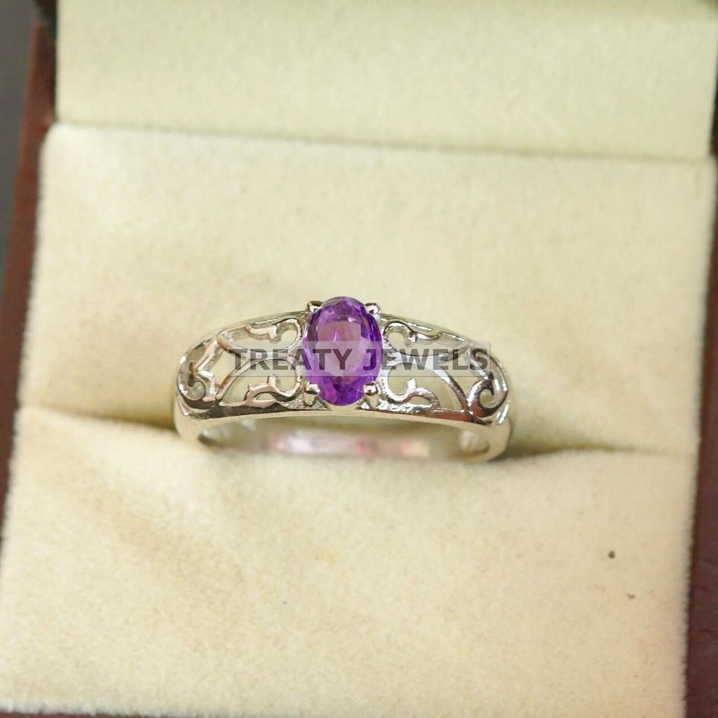 Amethyst Oval Cut Gemstone With 925 Sterling Silver Ring For Men's #A680 JL375658855598