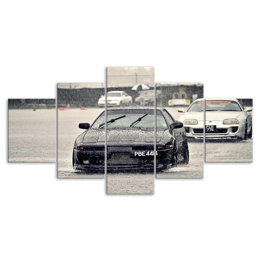 Toyota Supra MK3 Drift Cars Canvas 5 Piece Five Panel Print Modern Wall Art Poster Picture Home Decor Gift For Him For Her