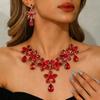 Explosive Exaggerated Bridal Necklace Earrings Two-piece Set, High-end Crystal Banquet Party Jewelry Set, Accessories Personality