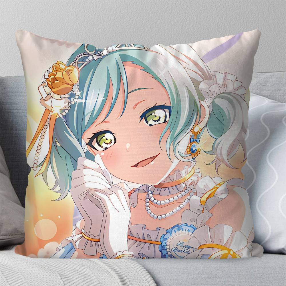Hikawa Hina Anime BanG DDream Pillow Case Fashion Square Pillowcase Bedroom Sofa Room Ins Decoration Leisure