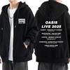 OASIS Live 25 Tour Vintage Hoodie Herren Damen Fleece Harajuku Mantel Reißverschlussjacke Herbst Winter Mode Sweatshirts