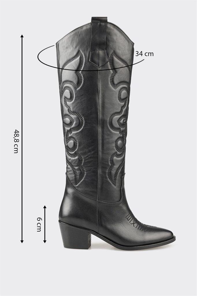 Bottes modernes et élégantes pour femmes, bottes en cuir véritable noir