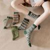 Long Socks Women'S Plaid Medium Tube Cotton Socks High Tube Tide Japanese Retro Stacking Socks Stockings