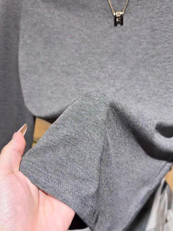 Women's Autumn Plus-Size Off-Shoulder Long-Sleeve Black Slimming Cotton T-Shirt