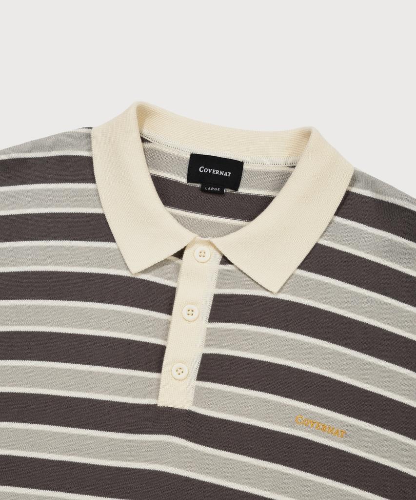 COVERNAT Striped Collar Knit Gray