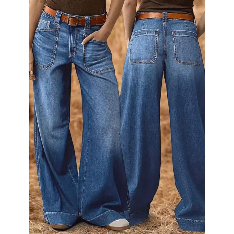 2026 New Women's Loose Fit Wide Leg Straight Jeans, Vintage Slimming Cropped Denim Pants for Casual Daily Wear