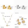 Stainless Steel Heart Layered Earring Set With Geometric Pendant For Women