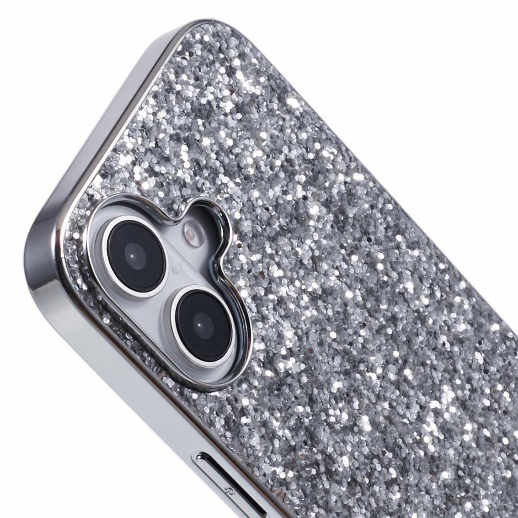 For iPhone 16 Plus Case TPU+PC Sparkling Glitter Phone Back Cover