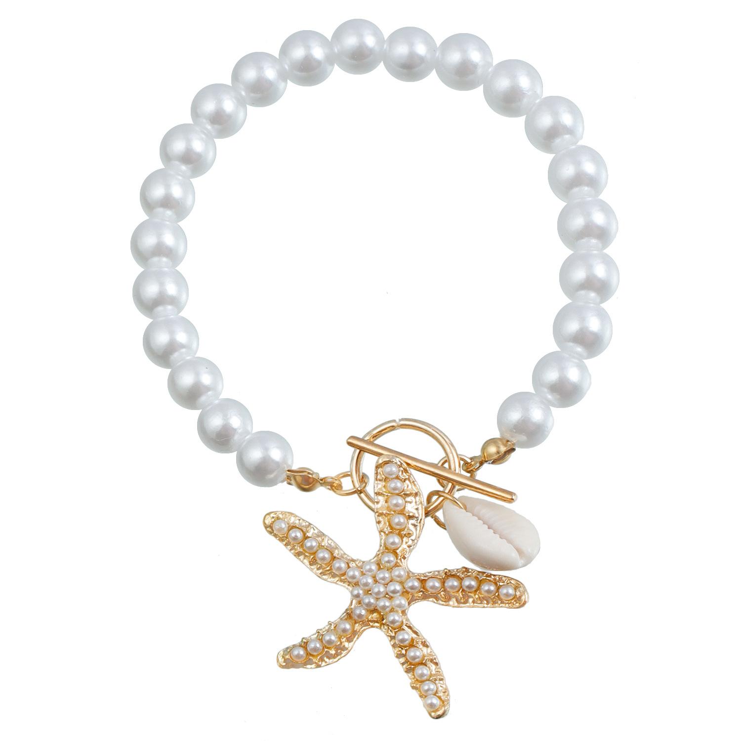 

Ювелирные изделия Ретро Высококачественный Имитация Жемчуга Морская Раковина Звезда Креативный Элемент OT Застежка Браслет Ожерелье Набор