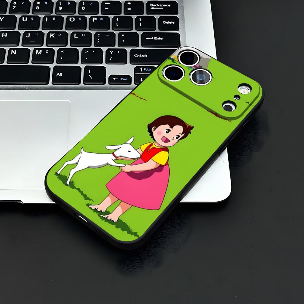 Heidi Cartoon Phone Case For IPhone 17 Air 16 E Pro Max 15 14 13 Mini 12 Pro 11 Max Plus Black Soft Shell