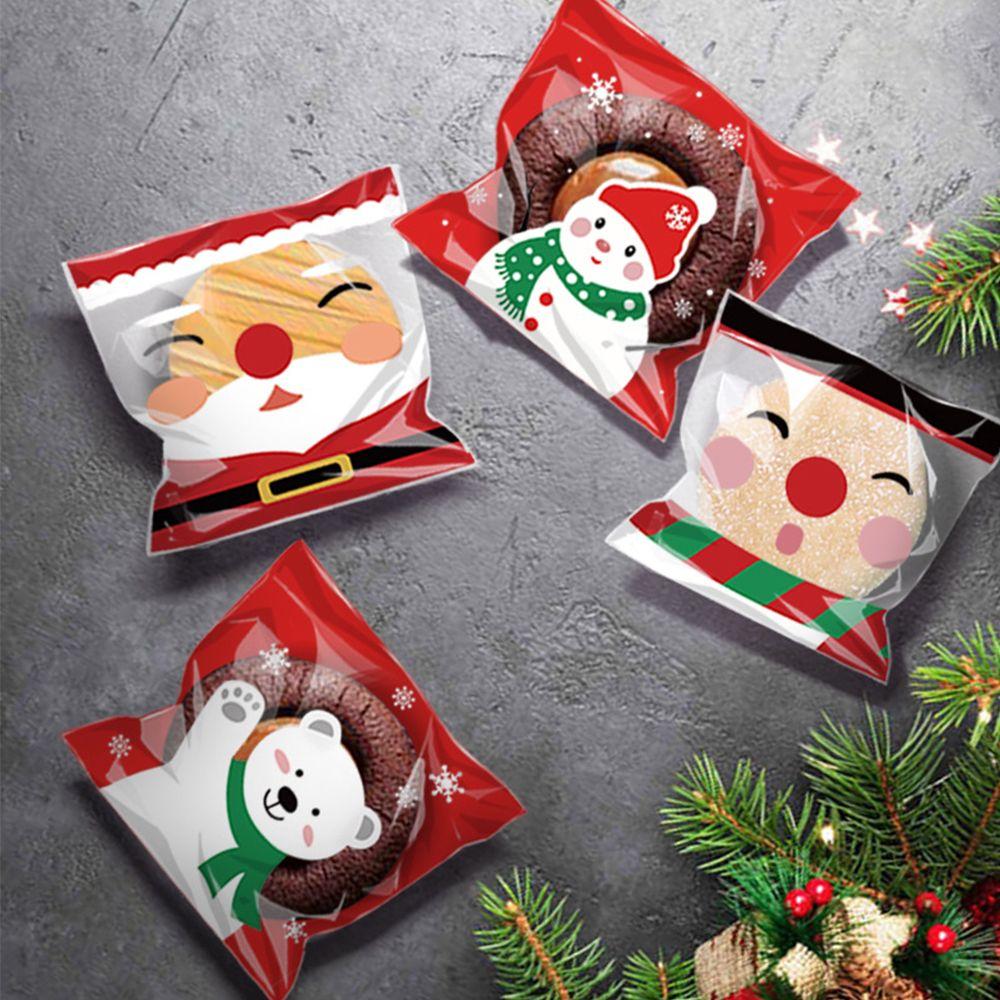 

100шт пластиковые украшения Рождество Санта-Клаус рождественские конфеты сумки печенье упаковка мешок печенье