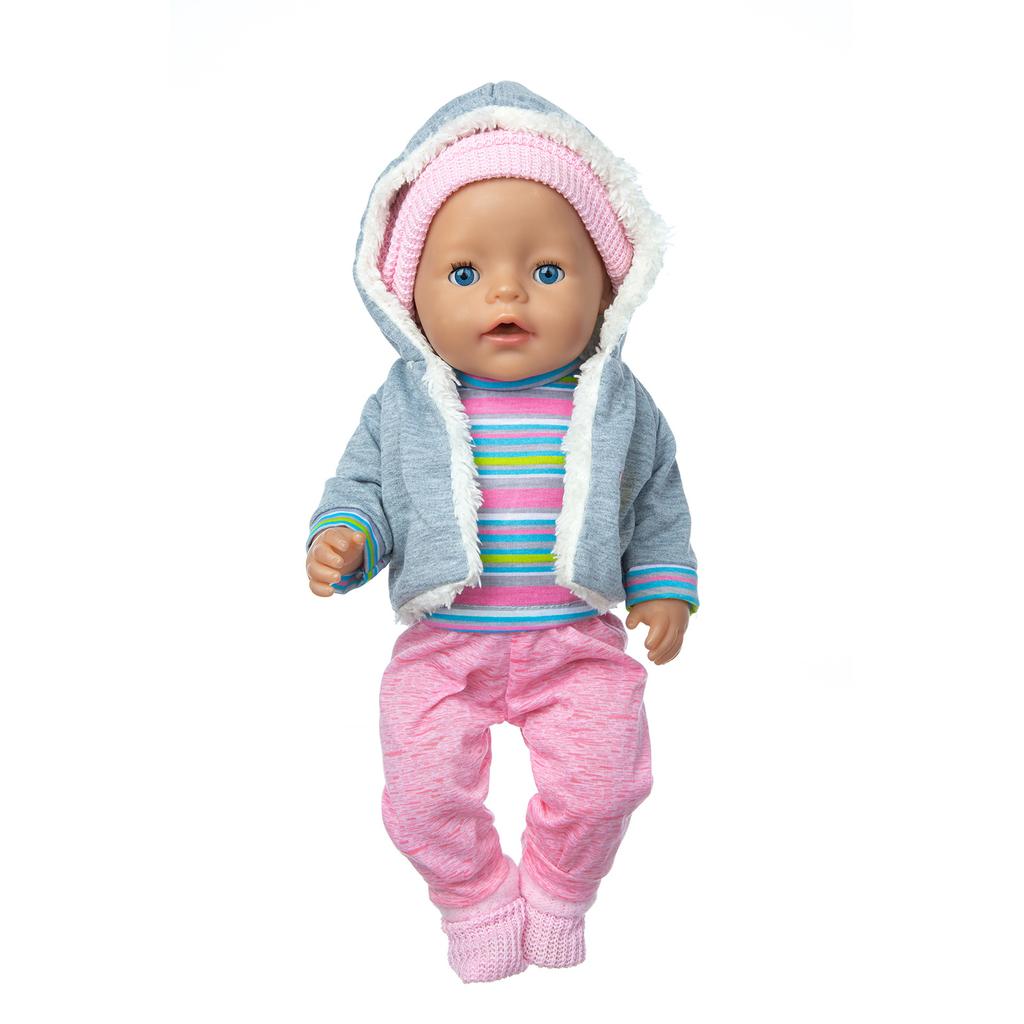 Puppenkleidung Puppenkleidungsset mit Mantel, Bluse, Hose, Mütze und Socken für 36 – 43 cm große New Born Babypuppen (Keine Puppe)