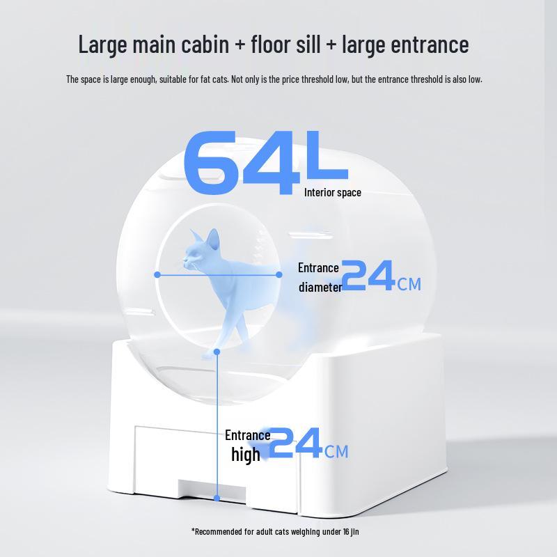 Smart Enclosed Cat Litter Box with Automatic Scooping, Deodorizing, Sterilizing, Anti-Splashing Features, and Mobile Remote Control