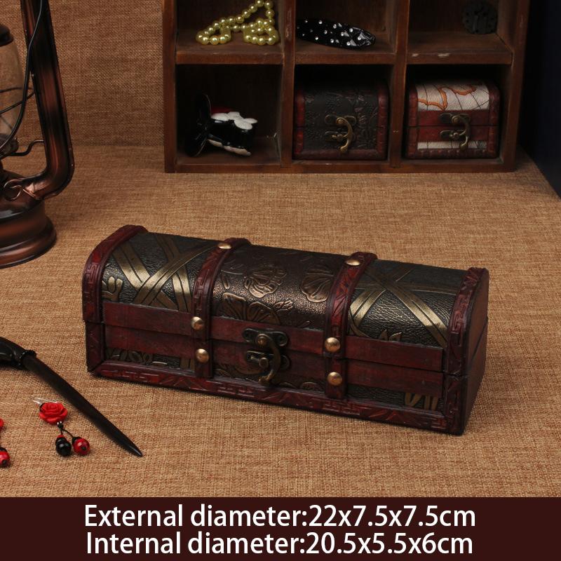 

Retro Wooden Jewelry Box Antique Lockable Storage Treasure Chest Medieval Vintage Necklaces Hairpin Organizer Gift Box