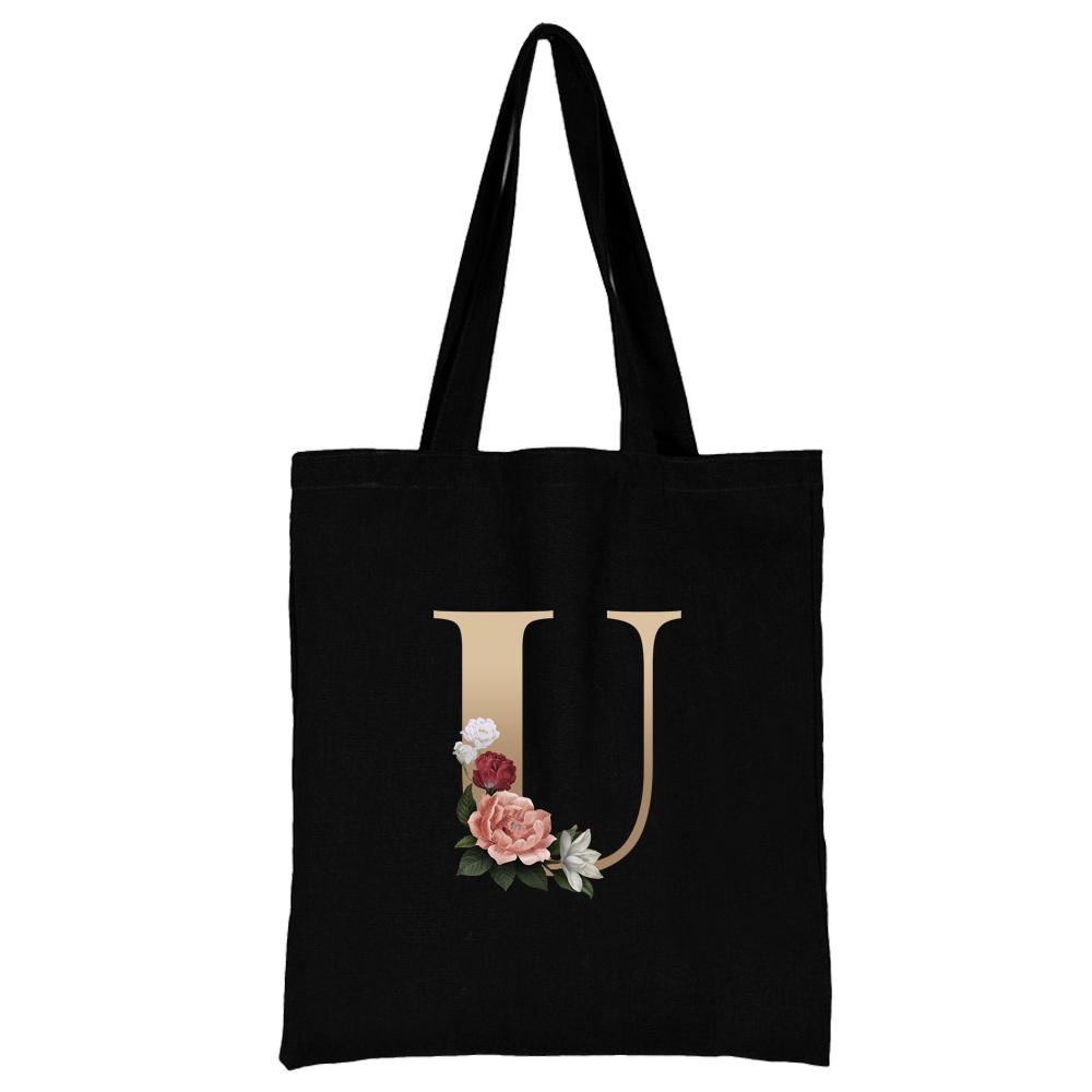 Ladies Shopping Bag All-match Letter Series Handbag Foldable Reusable Cloth Shopper Harajuku Style Bag Student Canvas Tote Bag