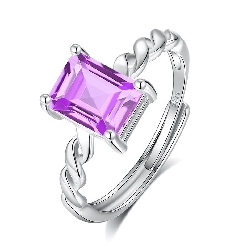 

Popular S925 whole body sterling silver natural amethyst citrine topaz colored treasure ring women
