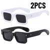 2PCS New Men's Personality Minimalist Style Sunglasses Fashion Cool Retro Rectangle Glasses  Femino UV400