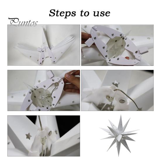 18-Pointed Star Christmas Lights Hanging Decorations Soft Glow IP44 Waterproof LED Lamp Outdoor/Indoor Christmas Star Decor