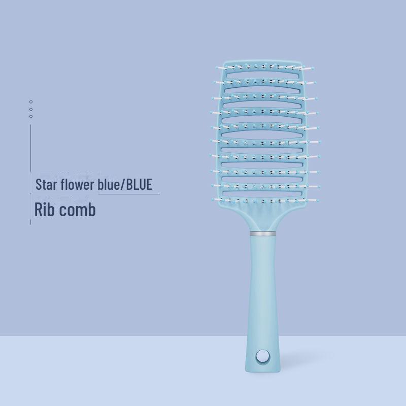 

Женская ребристая изогнутая пушистая расческа для укладки волос - инструмент для придания объема и массажа синий