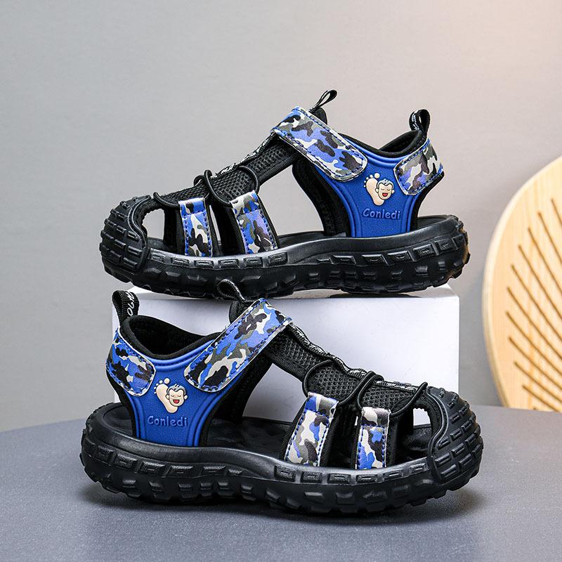 Boys' Sandals Summer New Children's Baotou Sports Soft-soled Sandals Students Middle and Older Children Non-slip Beach Shoes