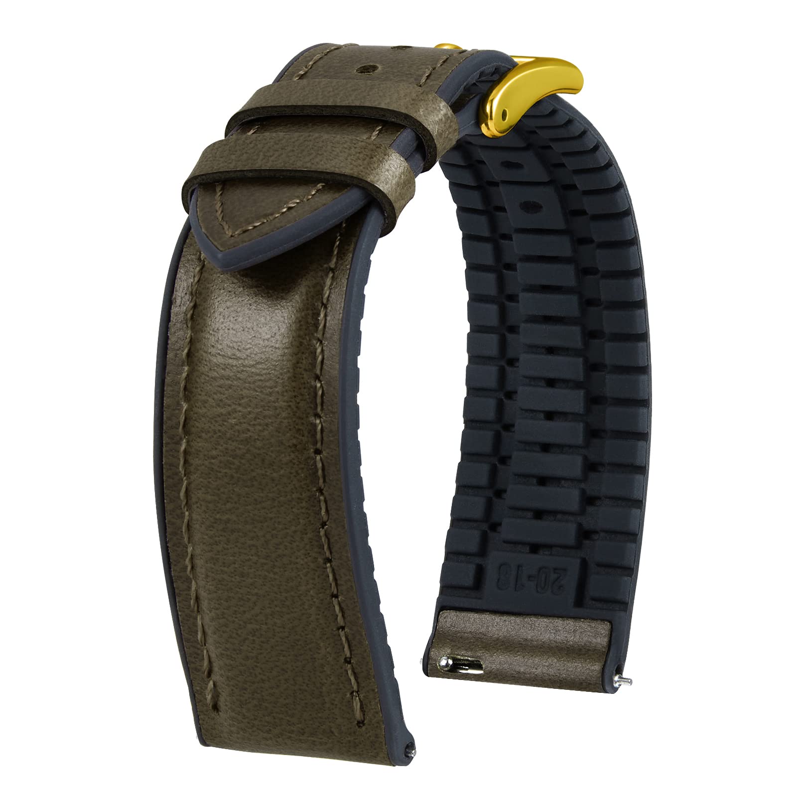 

[BINLUN] Leather Watch Strap, Quick Release, Leather, Watch Band, Inner Silicone, Breathable, 14 mm