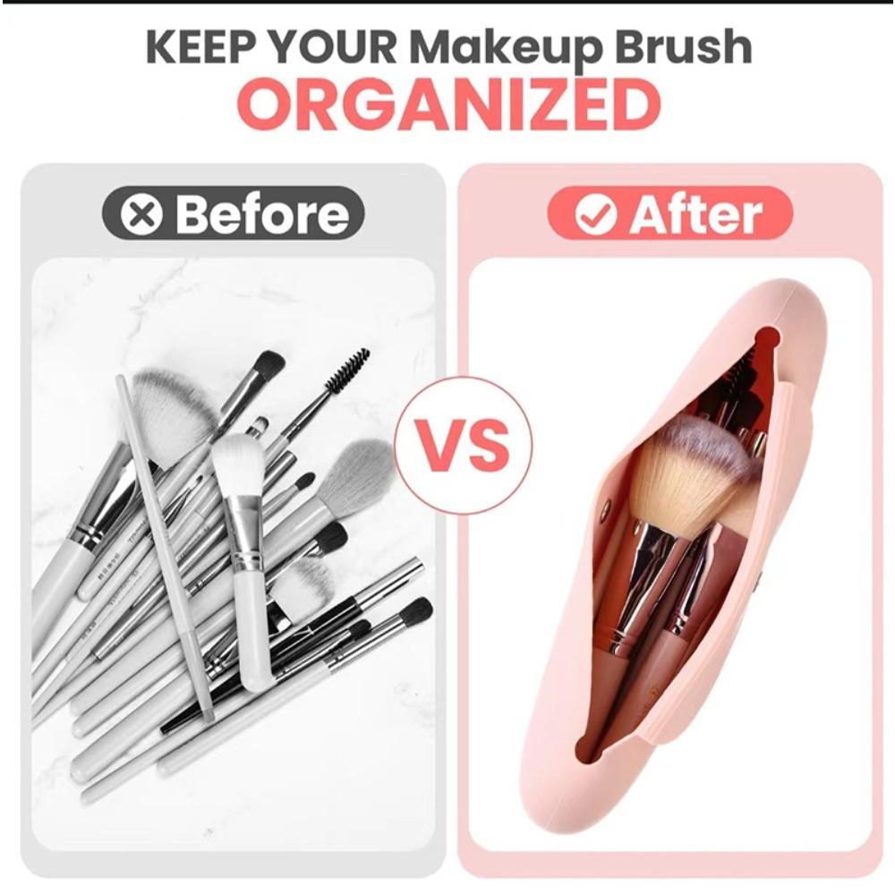 Portable Silicone Makeup Brush Holder Bag Travel Organizer Anti Fall Sleek Case for Women Cosmetic Face Brushes Headphone Bag