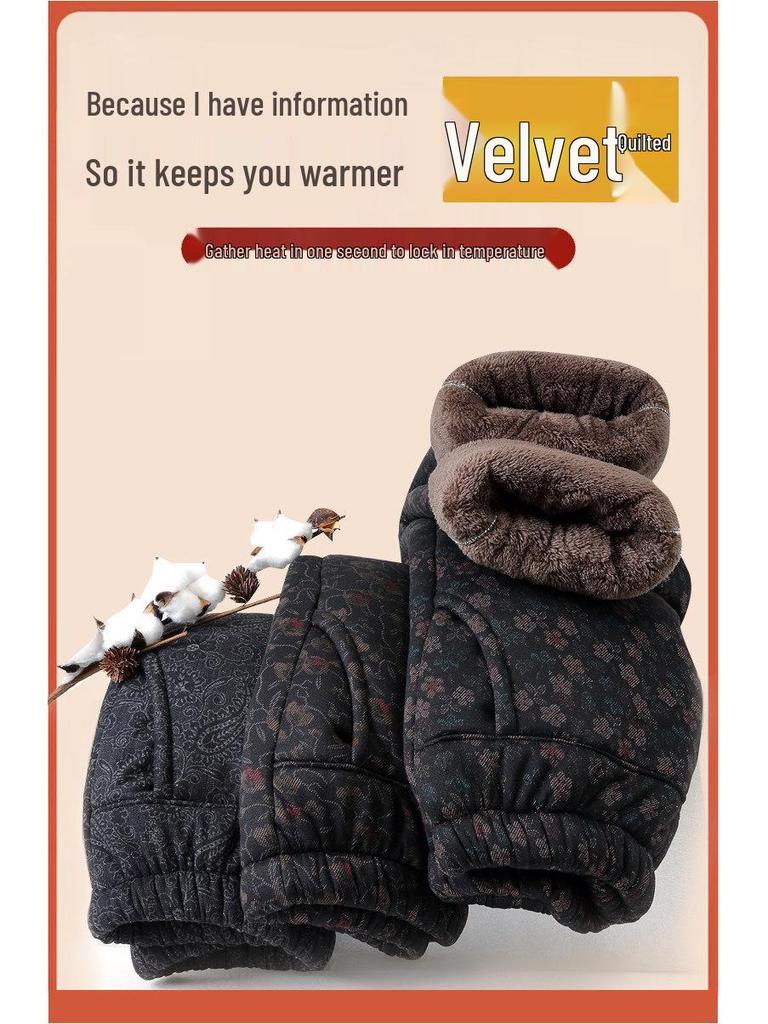 Mom's Cotton Velvet Thick Warm Winter Pants for Elderly Women