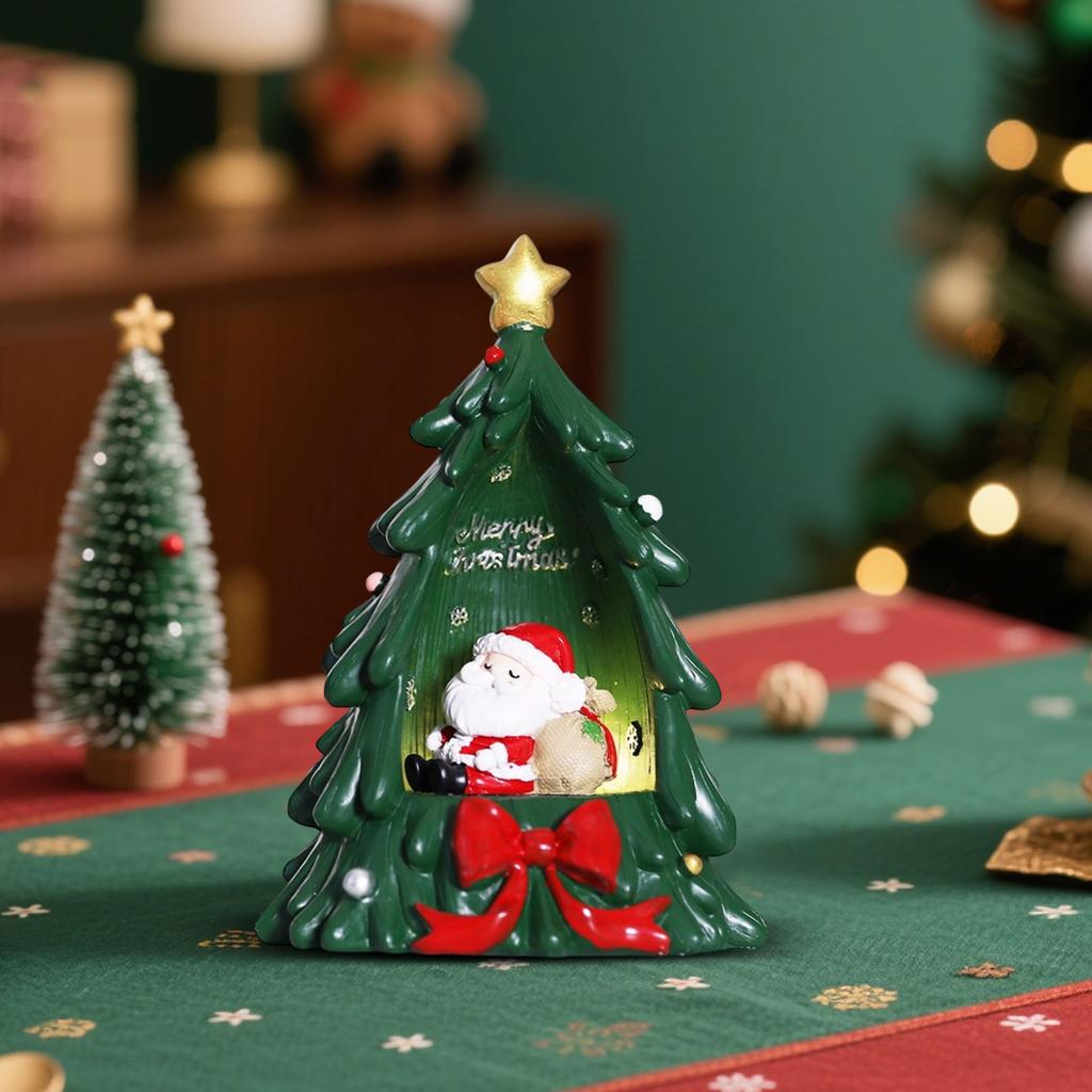 Miniature Resin Christmas Tree Desktop Ornament, 3D Christmas Tree Creative Desktop Ornament, Christmas Light-up Ornament