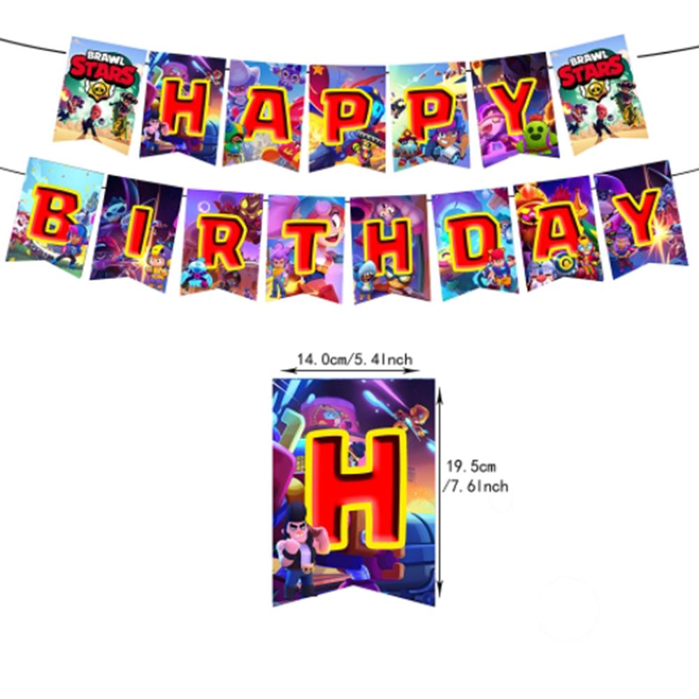 30pcs Brawl Stars Party Decoration Includes a Banner, Cake Toppers, Balloons