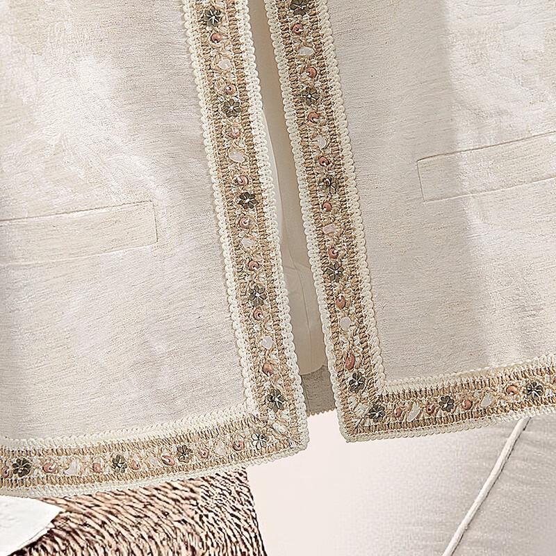 Tachi Women's Chinese Style Round Neck Linen Blend Jacket