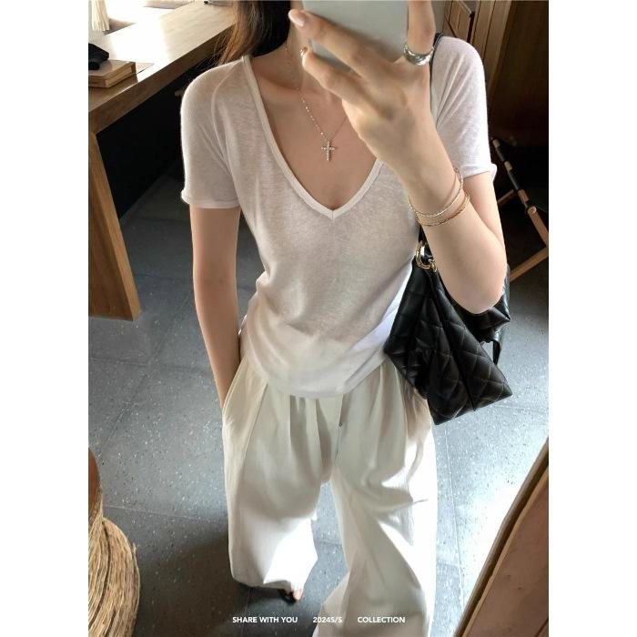 Summer slim and thin waist T-shirt pure lust Spice Girl sexy fashion versatile niche chic ins top
