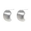 Elegant Frosted Brushed Bean Stud Earrings - French Retro Hong Kong Style, Exquisite Commuter-Friendly Ear Jewelry