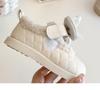 Girls' Winter Cotton Loafers with Bows - Cozy Low-Top Furry Shoes for Toddlers and Kids