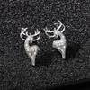 Creative Elk Shaped Stud Earrings Female Silver Color Animal Earring Dance Party Stylish Women Accessories Trendy Jewelry