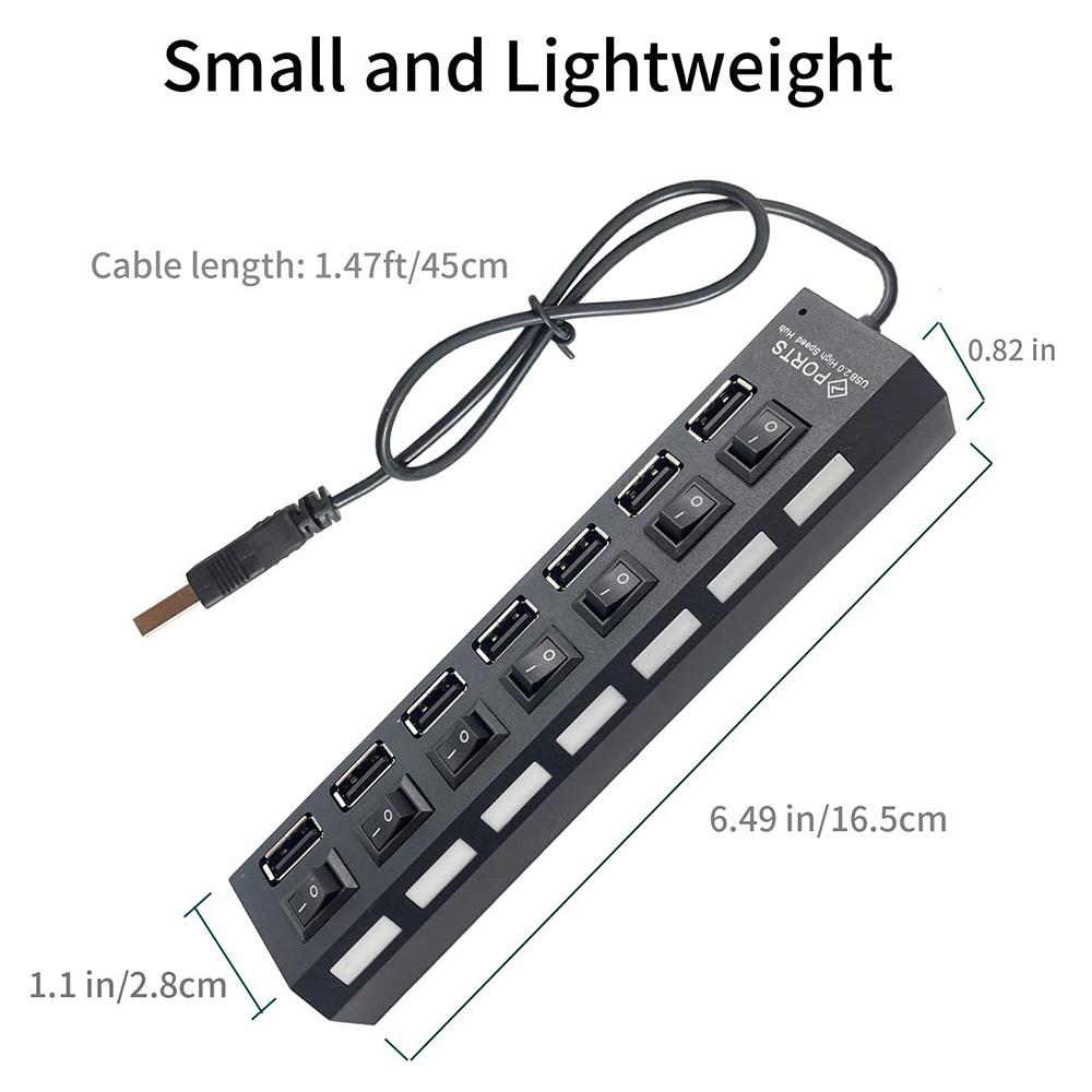 USB HUB 2.0 4/7 Port Multiple Expander USB 2.0 Hub with Switch Multi USB Splitter Hub Use Power Adapter Computer Accessorie