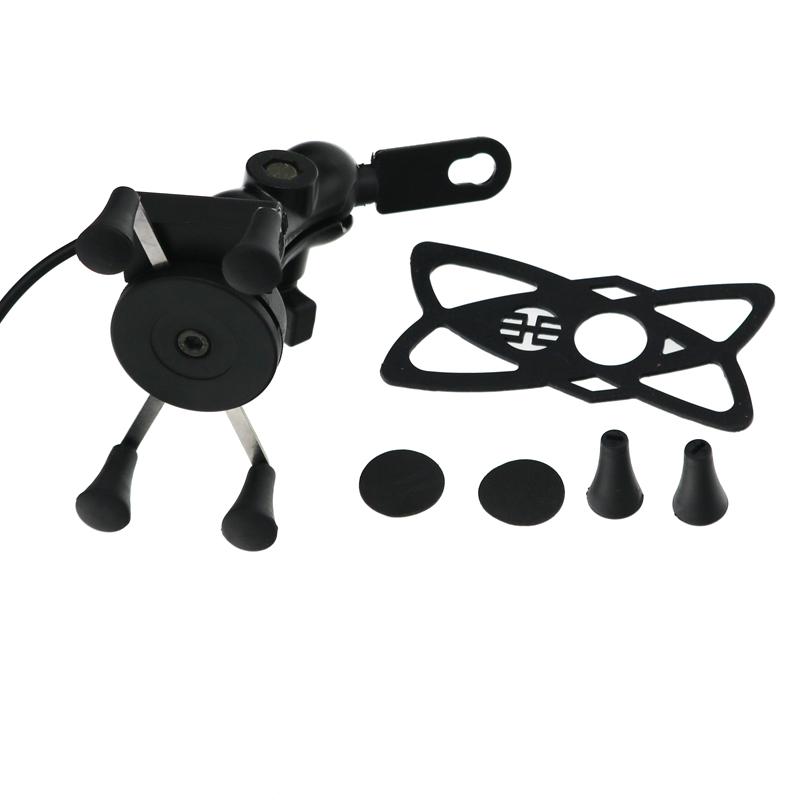 LMoDri Motorcycle 360 Rotating Handlebar Mount Mobile Phone Holder USB Charging Bracket Scooter Handle Support