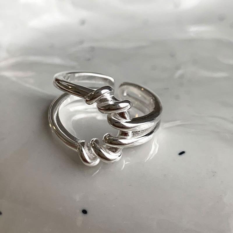 Stackable Geometric Hollow Ring for Women: Adjustable Rope Knot Design, Trendy Hip Hop Style Index Finger Ring Adjustable Open