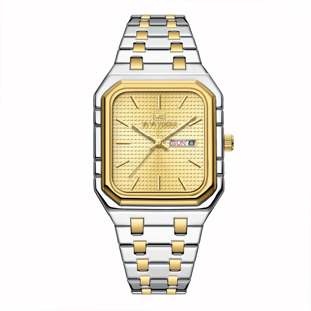Business Casual Men's Watch Simple Luminous Square Gradually Gold Steel Belt Men's Watch