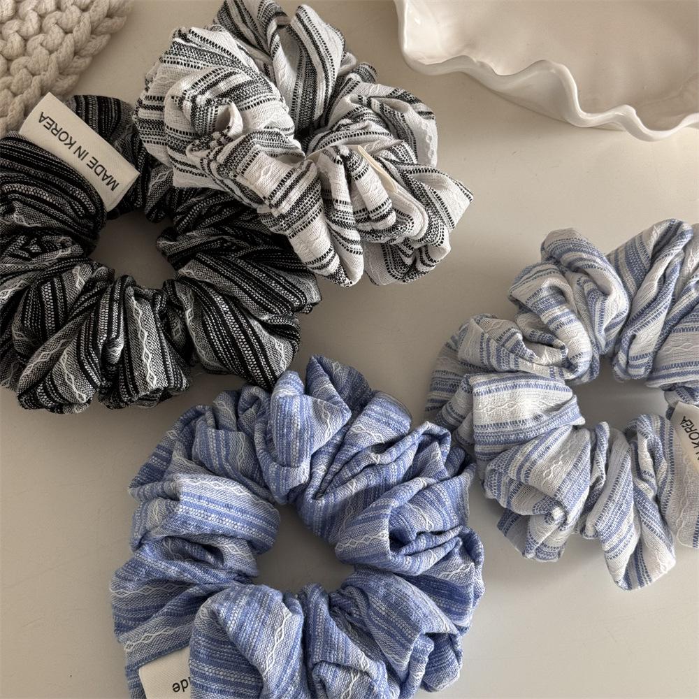 Fresh Sea Salt Striped Large Intestine Hair Tie - Versatile School Style Accessory