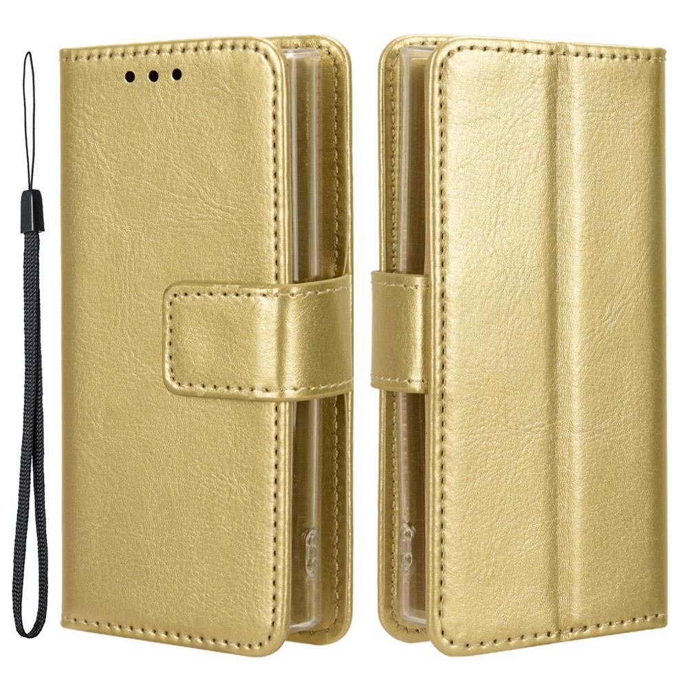 

Для Nokia 105 2G (2023) Чохол для телефону з ПУ шкіри, текстура Crazy Horse , повний захист, чохол для телефону Gold