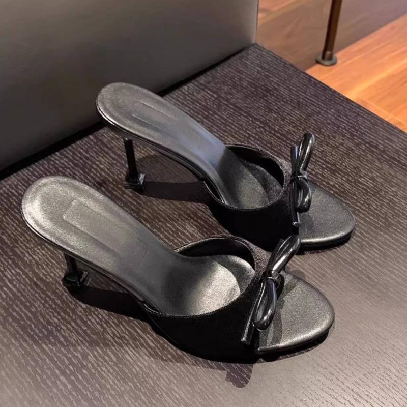 Fashion Summer New Sandals Women's Fashion Round Head Open Toe Butterfly Knot Anti-slip Wear-resistant High-heeled Slippers